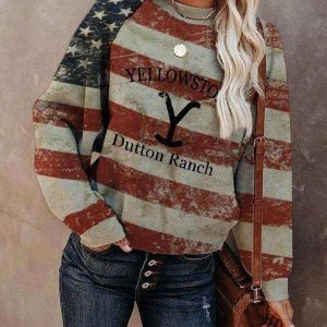 Women's Yellowstone Dutton Ranch Print Sweatshirt